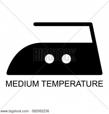Iron Black Flat Icon Isolated On White Background. Medium Temperature Level Symbol. Machine Vector I