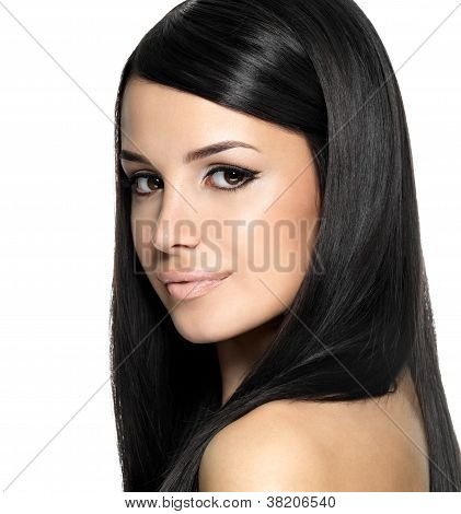 Beautiful Woman With Long Straight Hair