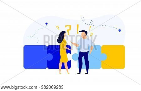 Puzzle Team Work Vector Illustration Concept Partner. Partnership Teamwork Business People Collabora