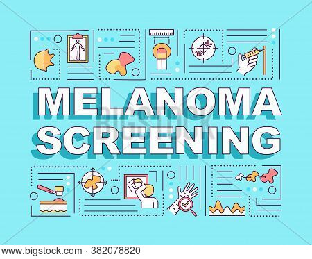 Melanoma Screening Word Concepts Banner. Abcdes Of Skin Cancer. Carcinoma. Infographics With Linear 