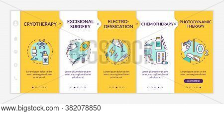 Skin Cancer Treatment Onboarding Vector Template. Cryotherapy. Chemotherapy. Electrodessication. Res