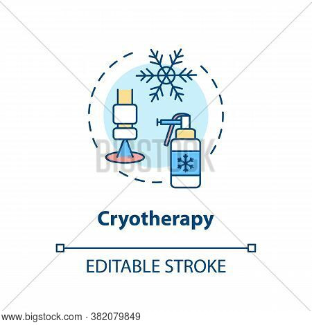 Cryotherapy Concept Icon. Cryoablation. Cold Therapy. Cryosurgery. Local Skin Cancer Treatment Idea 