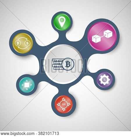 Blockchain Infographic Templates With Connected Metaballs, Stock Vector
