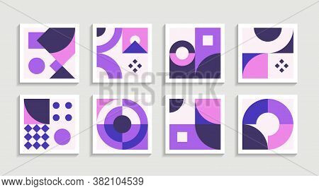 Modern Geometric Artwork Poster Set With Simple Shape And Figure. Abstract Minimalist Pattern Design