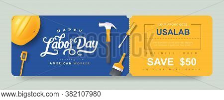 Usa Labor Day Gift Coupon Banner Background