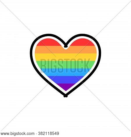 The Rainbow Heart Is A Sign Of The Lgbt Community, Colored Vector Illustration