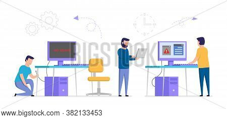 Internet Connection Problems Concept. No Signal Message On Monitor. Wireless Connectivity Disconnect