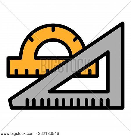 Protractor Angle Ruler Icon. Outline Protractor Angle Ruler Vector Icon For Web Design Isolated On W