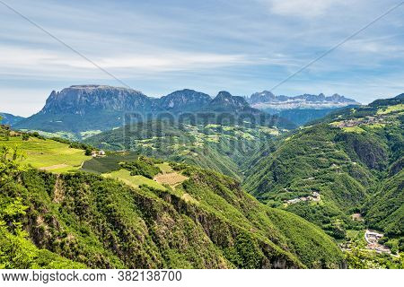 Beautiful Landscape View Of The Mountains In South Tyrol With Mixed Pine And Deciduous Forest, Renon
