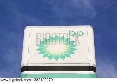 Macon, France - March 15, 2020: Bp Logo On A Panel. Bp Also Name British Petroleum, Is One Of The Wo