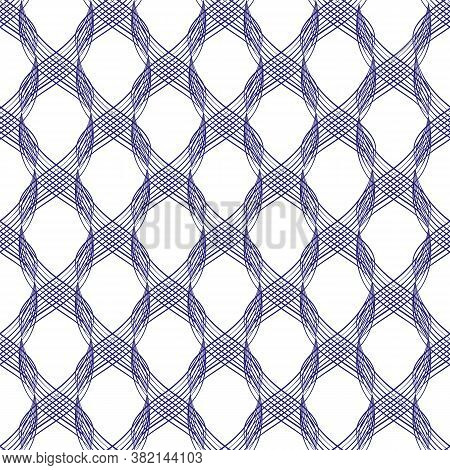 Vector Inky Blue Abstract Braid Effect Damask Weave Seamless Pattern Background. Cascading 3d Effect