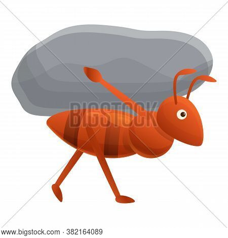 Ant Carry Stone Icon. Cartoon Of Ant Carry Stone Vector Icon For Web Design Isolated On White Backgr