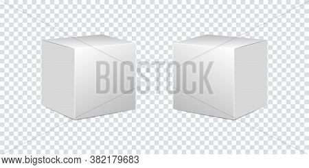 Cardboard Package Boxes Mockup. Vector Isolated Template. White Blank Box, Mockup Template. Realisti