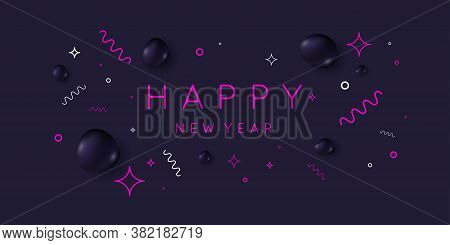 Template To Embed Greetings. Background With The Inscription Happy New Year. Vector Illustration Wit