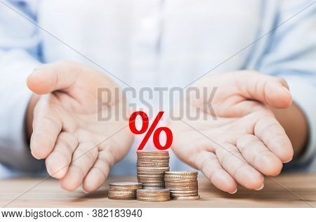 Hands Of The Person Who Provided The Loan With Interest To Prevent And Help With Family Debt Problem