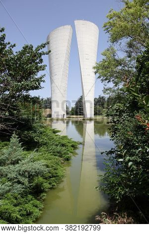 Valence, France - July 1, 2018: Water Tower In The Park Jean Perdrix In Valence, France