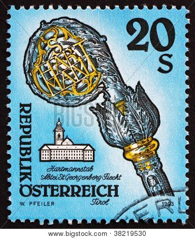 Briefmarke Ã–sterreich 1993 Bischofsstab, Kloster Fiecht, tirol