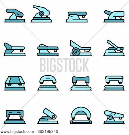 Hole Puncher Icons Set. Outline Set Of Hole Puncher Vector Icons Thin Line Color Flat On White