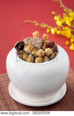 Traditional Food Of Chinese Lunar New Year, Buddha Jumps Over The Wall, Chinese Soup Casserole Dish,