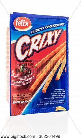 Winneconne , Wi - 16 August 2020:  A Package Of Felix Crixy Czerwona Papryka Breadsticks On An Isola