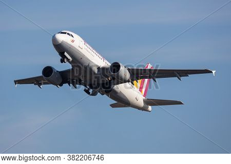Budapest / Hungary - November 11, 2019: Germanwings Airbus A319 D-aknk Passenger Plane Departure And
