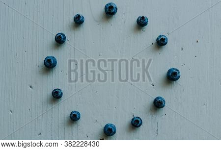 Blueberries Folded In A Circle On White Background