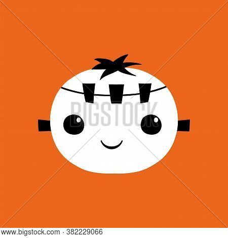 Isolated Frankestein Kawaii Halloween Scare Cartoon- Vector