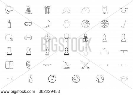 Sports Accessory Black Color Set Outline Style Vector Illustration