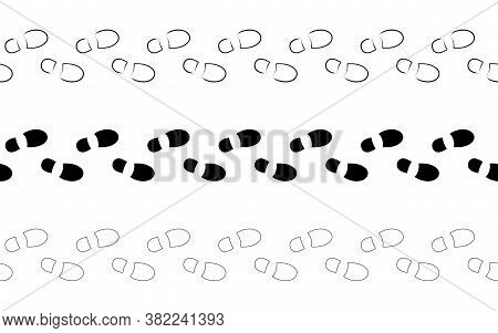 Flat Linear Design. The Path Of Human Footprints From Feet Without Shoes. Human Footprints Isolated 