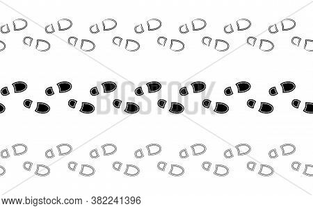 Flat Linear Design. The Path Of Human Footprints From Feet Without Shoes. Human Footprints Isolated 