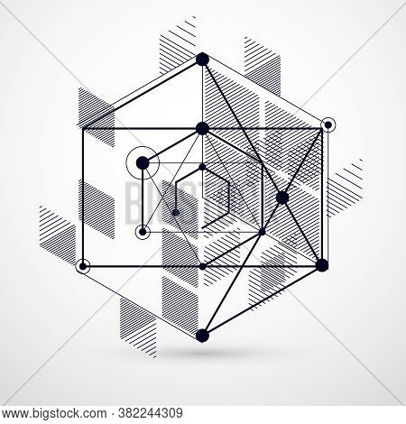 Template 3d Black And White Design Layout For Brochure , Flyer , Poster, Advertising, Cover, Vector 