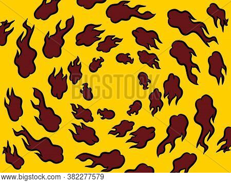Art Red Fire On Yellow Color Background