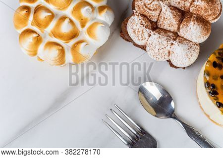 Mini Chocolate, Lemon Pie And Passion Fruit Cake.