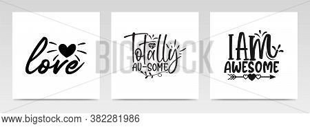 Autism Quotes Letter Typography Set Illustration. Graphic Design Element.