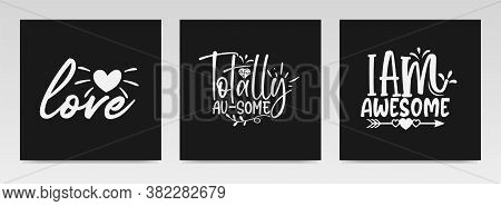 Autism Quotes Letter Typography Set Illustration. Graphic Design Element.