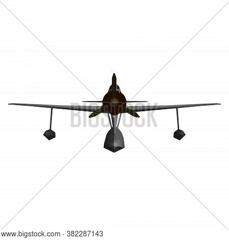 Low Poly Old Plane For Landing And Taking Off From The Water. Front View. 3d. Vector Illustration