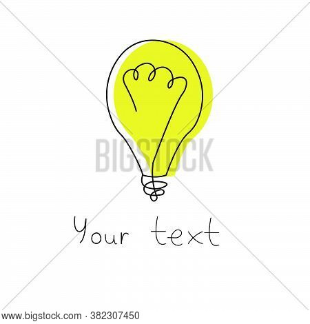Hand Drawn Light Bulb Logo. Doodle Icon.