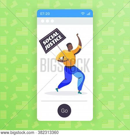 African American Man Activist Holding Stop Racism Poster Racial Equality Social Justice Stop Discrim