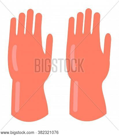 Orange Cleaning Gloves Flat Icon Vector. Hand Glove Latex Illistration, Rubber Hand Protection, Clea