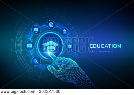 Education. Innovative Online E-learning And Internet Technology Concept. Webinar, Knowledge, Online 