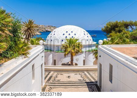 Rhodes, Greece - May 13, 2018: Beautiful Complex Of Kallithea Springs Located At The Bay Of Kallithe