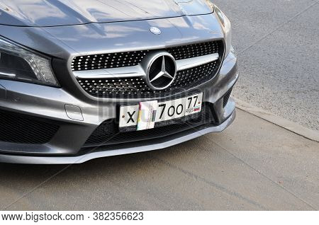 Mercedes Car With Closed Digits On The Registration Plate In The Parking Lot