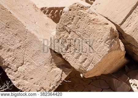 Decorative Stone Carvings On Walls In Ruins Of Shivta - A National Park In Southern Israel, Includes