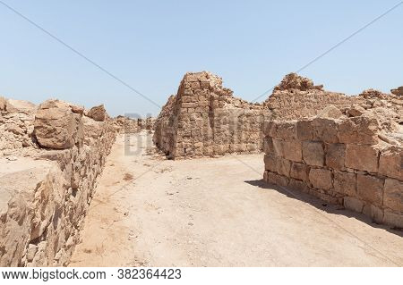 Remains Of One Of The Streets In Shivta - A National Park In Southern Israel, Includes The Ruins Of 