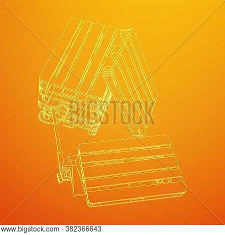 Hand Pallet Jack Lift. Manual Forklift With Cargo Pallet For Warehouse. Logistics Shipping Concept. 