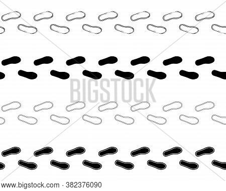 Flat Linear Design. The Path Of Human Footprints From Feet Without Shoes. Human Footprints Isolated 