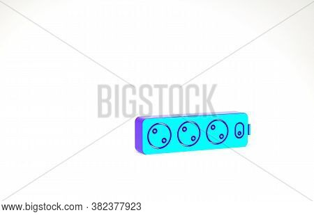 Turquoise Electric Extension Cord Icon Isolated On White Background. Power Plug Socket. Minimalism C