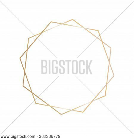 Decorative Gold Frame On A White Background. Template For Greeting Card.