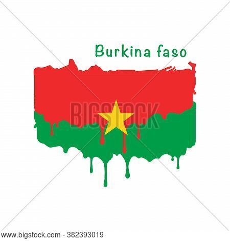 Painted Burkina Faso Flag, Flag Paint Drips. Stock Vector Illustration Isolated On White Background