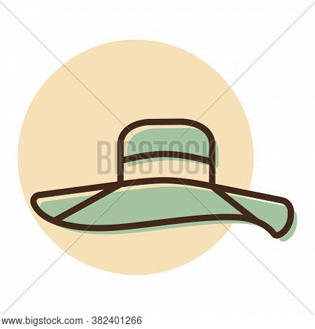 Woman Summer Hat Vector Icon. Girl Beach Sunhat. Summer Sign. Graph Symbol For Travel And Tourism We